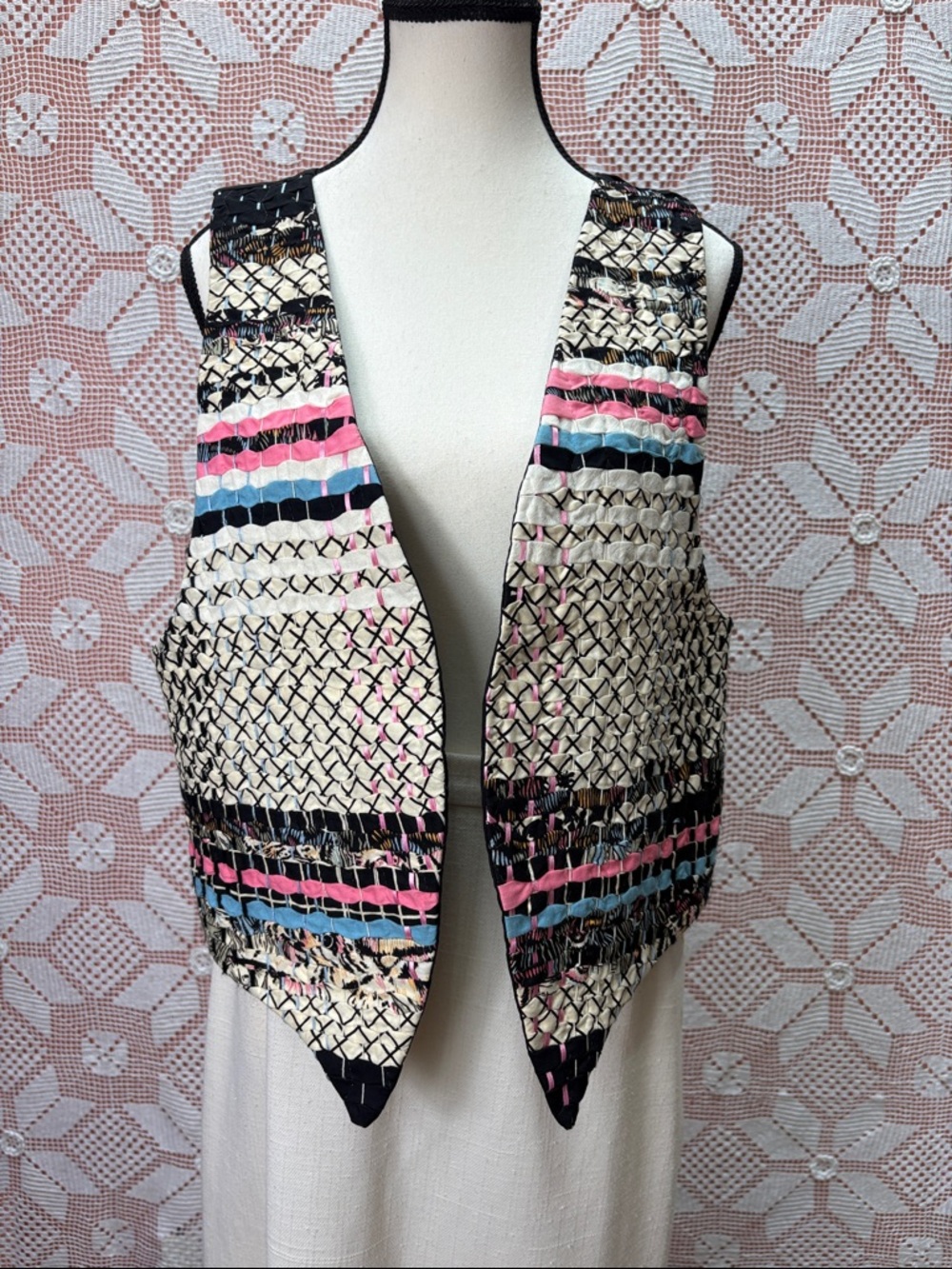 Handcrafted Textile Vest | Woven Patchwork Boho Statement